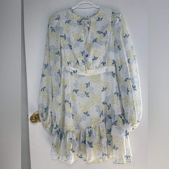 Ted Baker Suziiee floral-print woven mini dress With Asymmetric Ruffles Size 0 - Picture 12 of 16